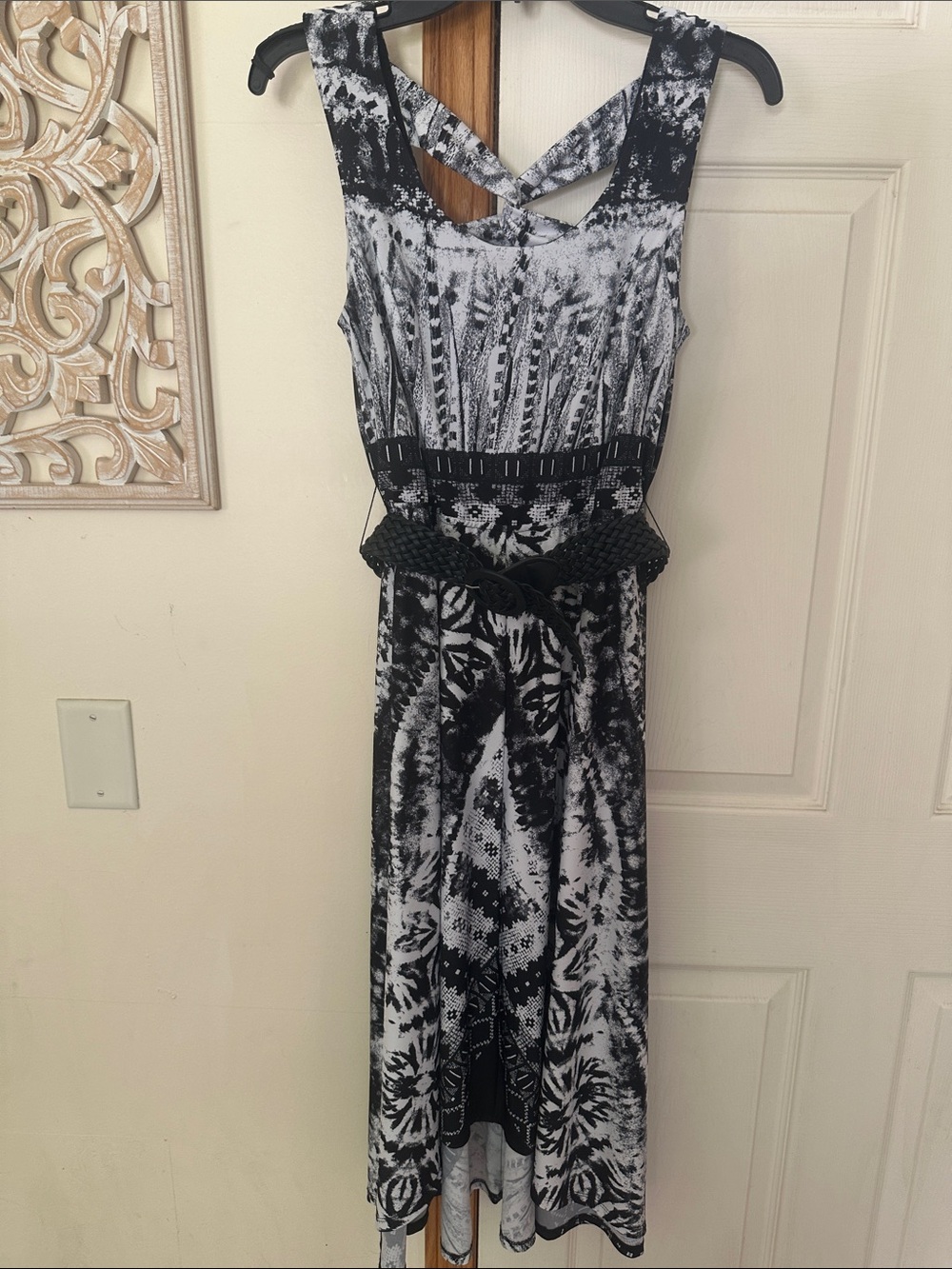 Rabbit Rabbit Designs  Black /White Patterned High /Low hem line Dress.